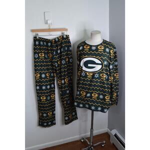 Green Bay Packers Pajama Set Mens Large NFL Football Holiday Sleepwear Team